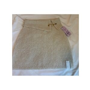 Wild Fable Cream Textured Knit Mini Skirt Gold Buckle Detail Size Medium